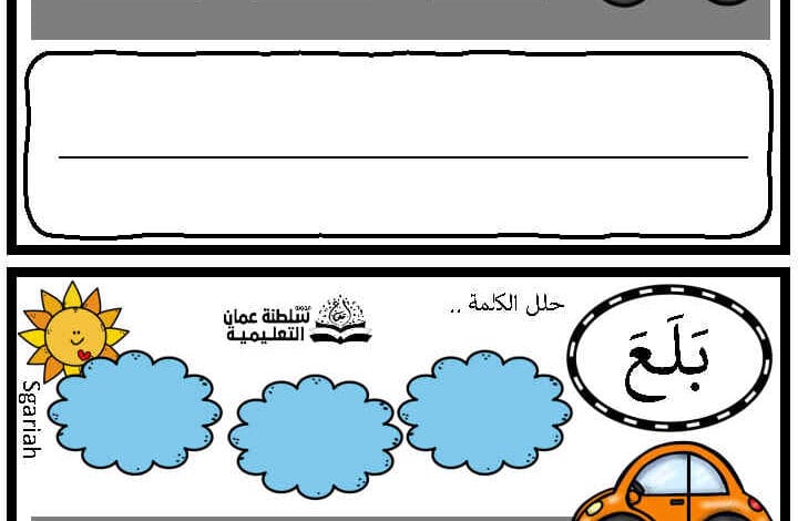 مذكرة بطاقات تحليل الكلمات – تأسيس اللغة العربي كتابة ملونة !